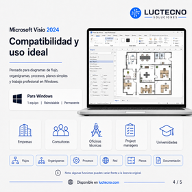 Microsoft Visio 2024 para Windows | 1 Equipo | Reinstalable | Permanente | Diagramas profesionales, flowcharts, organigramas, procesos, redes y planos