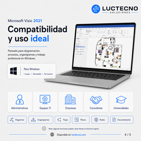 Microsoft Visio 2021 para Windows | 1 Equipo | Reinstalable | Permanente | Diagramas profesionales, flowcharts, organigramas, procesos, redes y planos