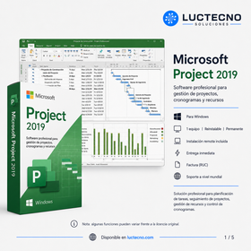Microsoft Project 2019 para Windows | 1 Equipo | Reinstalable | Permanente | Gestión de proyectos, cronogramas, Gantt, recursos, costos y planificación profesional