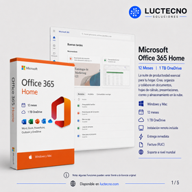 Microsoft Office 365 Home | 12 Meses | 1 TB OneDrive | Word, Excel, PowerPoint, Outlook, OneNote y productividad en la nube