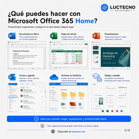 Microsoft Office 365 Home | 12 Meses | 1 TB OneDrive | Word, Excel, PowerPoint, Outlook, OneNote y productividad en la nube