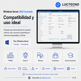 Windows Server 2022 Essentials | Servidor para pequeñas empresas, usuarios, archivos, red, Active Directory, seguridad y administración TI