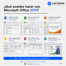 Microsoft Office 2010 para Windows | 1 Equipo | Permanente | Word, Excel, PowerPoint, Outlook y productividad clásica