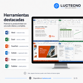 Microsoft Office 2013 Profesional Plus para Windows | 1 Equipo | Permanente | Word, Excel, PowerPoint, Outlook, Access, Publisher y productividad profesional clásica