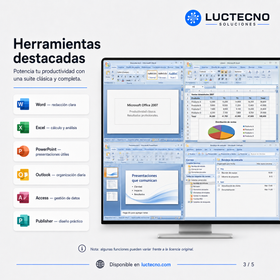 Microsoft Office 2007 Profesional Plus para Windows | 1 Equipo | Permanente | Word, Excel, PowerPoint, Outlook, Access, Publisher y productividad clásica