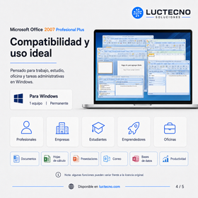 Microsoft Office 2007 Profesional Plus para Windows | 1 Equipo | Permanente | Word, Excel, PowerPoint, Outlook, Access, Publisher y productividad clásica