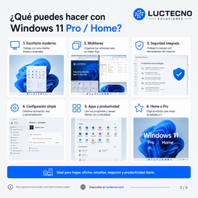Windows 11 Pro / Home | Permanente | Retail | 1 PC | Sistema operativo moderno para productividad, seguridad, compatibilidad, juegos, estudio y trabajo