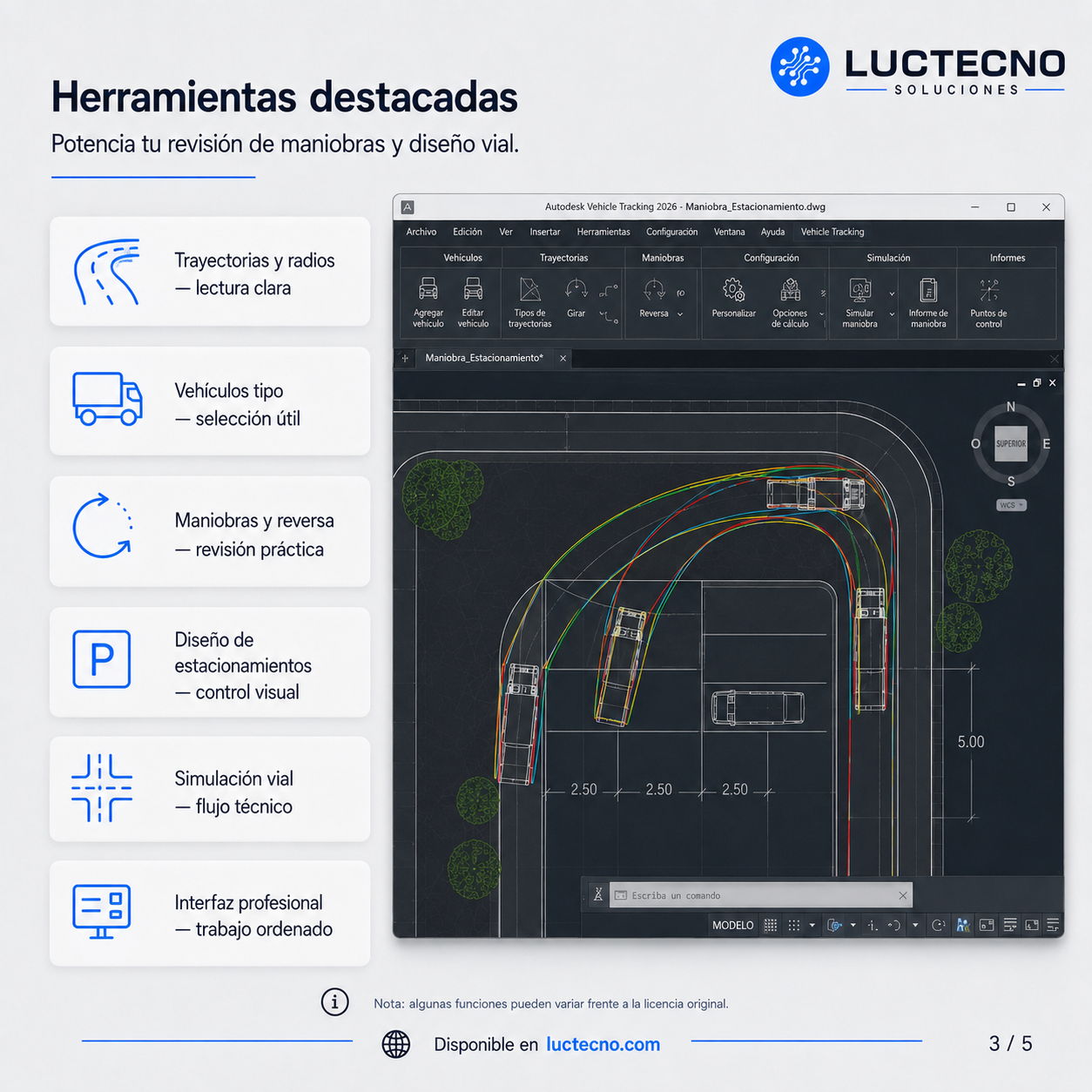 Autodesk Vehicle Tracking 2026 para Windows | 1 Equipo | Permanente | Análisis de trayectorias vehiculares, parqueaderos, rotondas y diseño vial