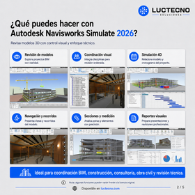 Autodesk Navisworks Simulate 2026 para Windows | 1 Equipo | Permanente | Revisión BIM, modelos federados, simulación 4D, cuantificación y planificación de obra