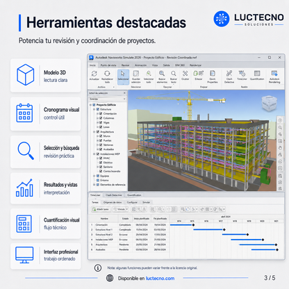Autodesk Navisworks Simulate 2026 para Windows | 1 Equipo | Permanente | Revisión BIM, modelos federados, simulación 4D, cuantificación y planificación de obra