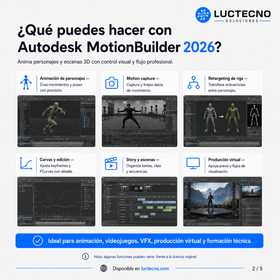 Autodesk MotionBuilder 2026 para Windows | 1 Equipo | Permanente | Animación 3D, captura de movimiento, personajes, cinemáticas y producción audiovisual