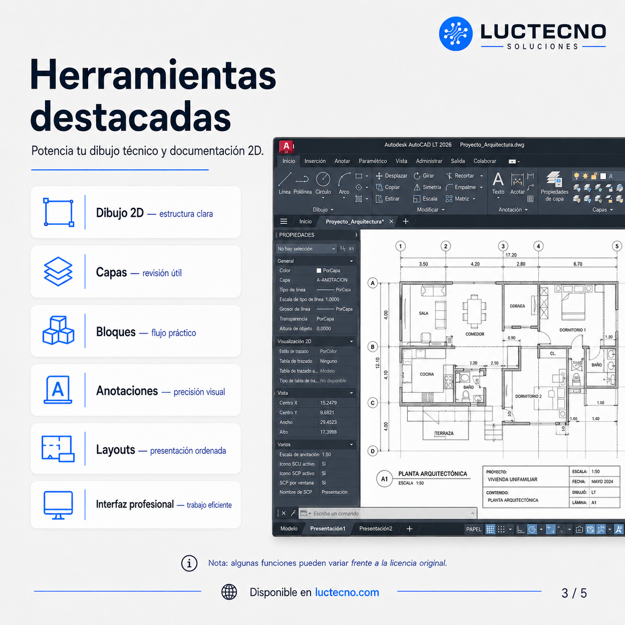 Autodesk AutoCAD LT 2026 para Windows | 1 Equipo | Permanente | Software CAD 2D para dibujo técnico, planos DWG y documentación profesional