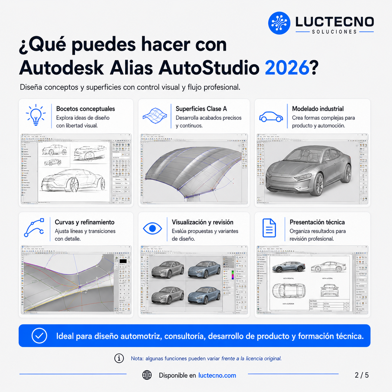 Autodesk Alias AutoStudio 2026 para Windows | 1 Equipo | Permanente | Diseño automotriz, superficies Class-A, modelado conceptual y diseño industrial avanzado
