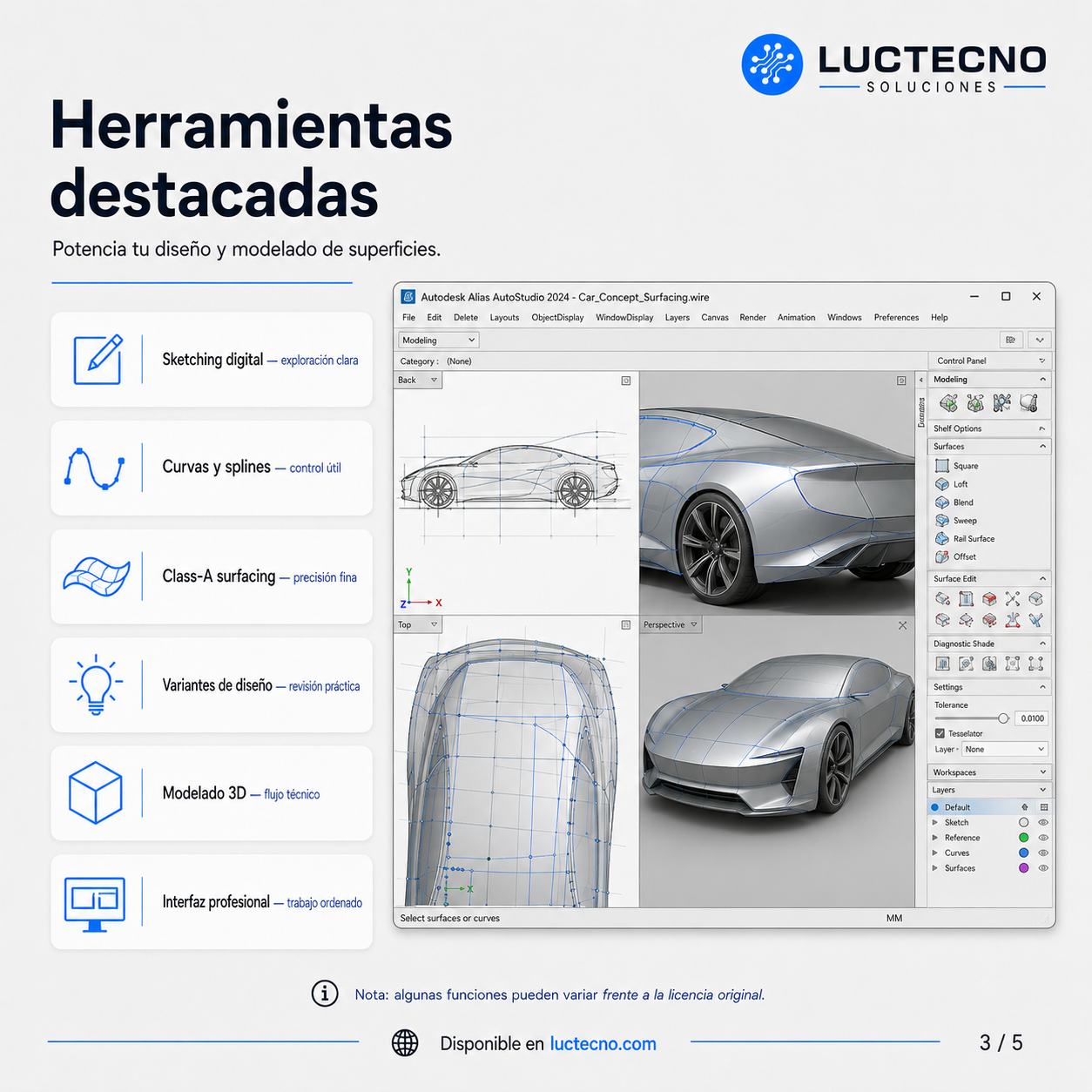 Autodesk Alias AutoStudio 2026 para Windows | 1 Equipo | Permanente | Diseño automotriz, superficies Class-A, modelado conceptual y diseño industrial avanzado