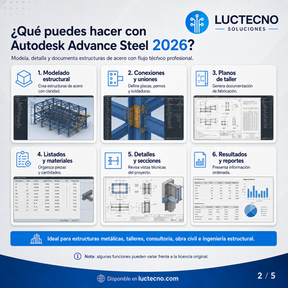 Autodesk Advance Steel 2026 para Windows | 1 Equipo | Permanente | Software BIM/CAD para estructuras metálicas, detallado de acero, planos de taller y fabricación