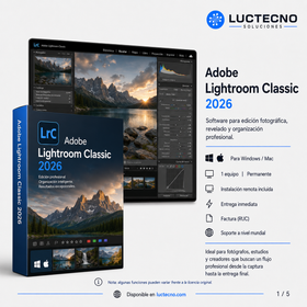 Adobe Lightroom Classic 2026 para Windows / Mac | 1 Equipo | Permanente | Edición fotográfica profesional, revelado RAW, catálogos, presets y flujo de trabajo para fotógrafos
