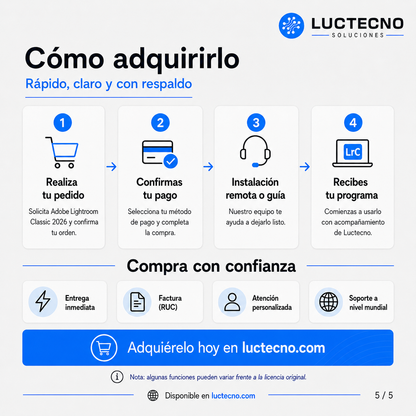 Adobe Lightroom Classic 2026 para Windows / Mac | 1 Equipo | Permanente | Edición fotográfica profesional, revelado RAW, catálogos, presets y flujo de trabajo para fotógrafos
