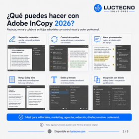 Adobe InCopy 2026 para Windows / Mac | 1 Equipo | Permanente | Redacción editorial, corrección de textos, colaboración con InDesign y flujo profesional de publicaciones