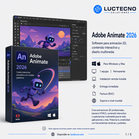 Adobe Character Animator 2026 para Windows / Mac | 1 Equipo | Permanente | Animación de personajes, captura facial, lip sync, puppets y streaming en vivo