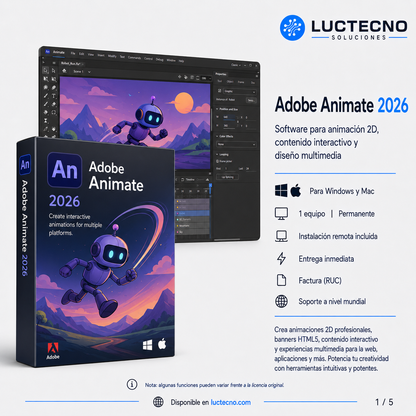 Adobe Character Animator 2026 para Windows / Mac | 1 Equipo | Permanente | Animación de personajes, captura facial, lip sync, puppets y streaming en vivo