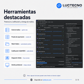 Adobe Media Encoder 2026 para Windows / Mac | 1 Equipo | Permanente | Codificación, conversión, exportación de video, render por lotes y formatos profesionales