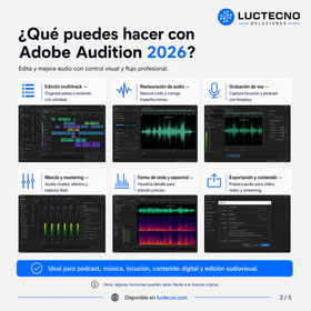 Adobe Audition 2026 para Windows / Mac | 1 Equipo | Permanente | Edición de audio profesional, mezcla multipista, restauración, podcast, voz y producción audiovisual