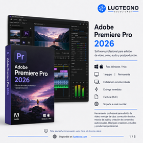 Adobe Premiere Pro 2026 para Windows / Mac | 1 Equipo | Permanente | Edición de video profesional, montaje, color, audio, subtítulos, IA y producción audiovisual