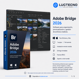 Adobe Bridge 2026 para Windows / Mac | 1 Equipo | Permanente | Gestión de activos creativos, metadatos, previsualización, organización, exportación y flujo Adobe