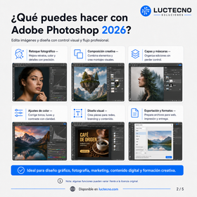 Adobe Photoshop 2026 para Windows / Mac | 1 Equipo | Permanente | Edición fotográfica, retoque profesional, diseño, IA, composición y producción visual