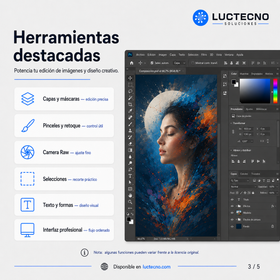 Adobe Photoshop 2026 para Windows / Mac | 1 Equipo | Permanente | Edición fotográfica, retoque profesional, diseño, IA, composición y producción visual