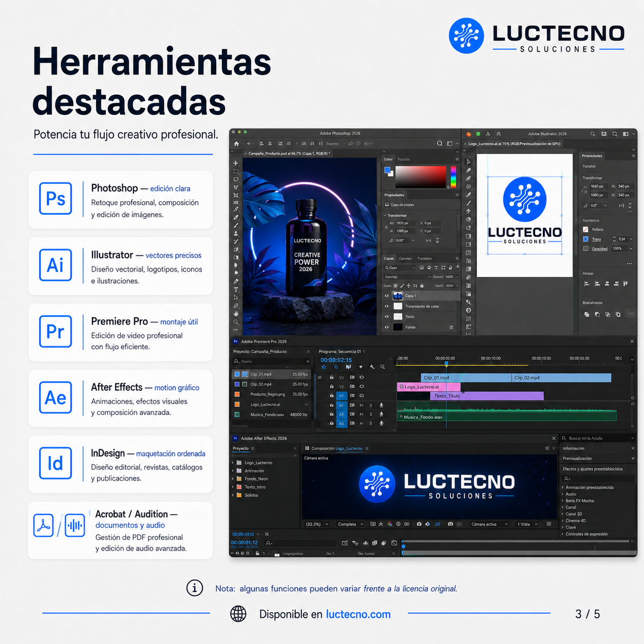 Adobe Master Suite 2026 para Windows / Mac | 1 Equipo | Permanente | Paquete creativo Adobe para diseño, fotografía, video, audio, PDF, animación y producción profesional