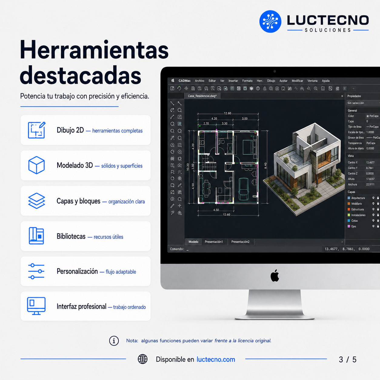 CADMac 2024.2.1 para Mac | Licencia alterna | Software CAD para dibujo técnico, planos, diseño 2D/3D, DWG, DXF y documentación profesional