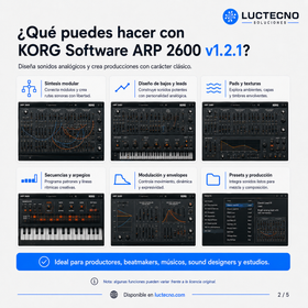 KORG Software ARP 2600 v1.2.1 para Mac | Licencia alterna | Sintetizador virtual semi-modular, sonido analógico, producción musical, MIDI y diseño sonoro