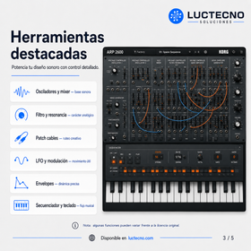 KORG Software ARP 2600 v1.2.1 para Mac | Licencia alterna | Sintetizador virtual semi-modular, sonido analógico, producción musical, MIDI y diseño sonoro