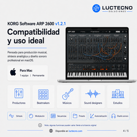 KORG Software ARP 2600 v1.2.1 para Mac | Licencia alterna | Sintetizador virtual semi-modular, sonido analógico, producción musical, MIDI y diseño sonoro