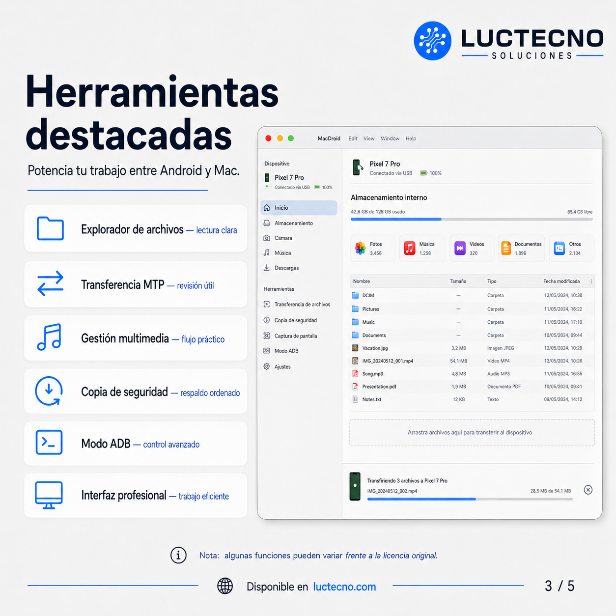 MacDroid Pro 2.9.1 para Mac | Licencia alterna | Transferencia de archivos Android a Mac, MTP, ADB, Wi-Fi, USB y gestión desde Finder