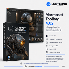 Marmoset Toolbag 4.02 para Mac | Licencia alterna | Render 3D en tiempo real, baking, texturizado, materiales PBR, presentación de modelos y visualización profesional