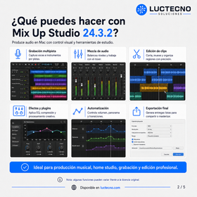 Mix Up Studio 24.3.2 para Mac | Licencia alterna | Mezcla de audio, grabación multipista, producción musical, efectos, MIDI y edición de sonido