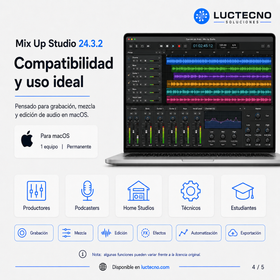 Mix Up Studio 24.3.2 para Mac | Licencia alterna | Mezcla de audio, grabación multipista, producción musical, efectos, MIDI y edición de sonido