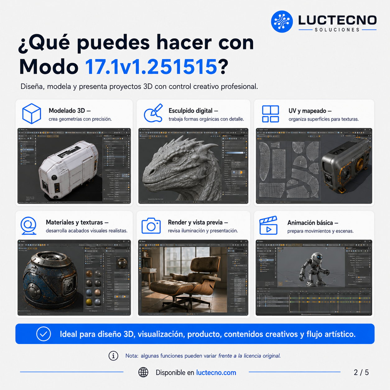 Modo 17.1v1.251515 para Mac | Licencia alterna | Modelado 3D, render, animación, texturizado, escultura digital y producción visual profesional