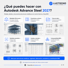 Autodesk Advance Steel 2027 para Windows | 1 Equipo | Permanente | Detallado de estructuras metálicas, acero estructural, planos de taller, fabricación y flujo BIM