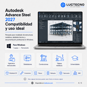 Autodesk Advance Steel 2027 para Windows | 1 Equipo | Permanente | Detallado de estructuras metálicas, acero estructural, planos de taller, fabricación y flujo BIM