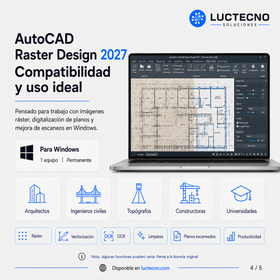 Autodesk AutoCAD Raster Design 2027 para Windows | 1 Equipo | Permanente | Edición raster, planos escaneados, limpieza de imágenes, vectorización y flujo AutoCAD