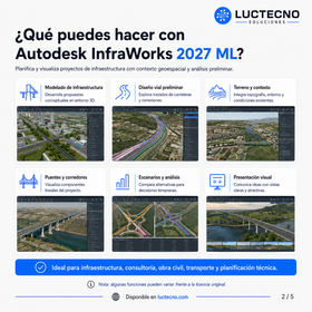 Autodesk InfraWorks 2027 ML para Windows | 1 Equipo | Permanente | Diseño conceptual de infraestructura, carreteras, puentes, BIM, GIS, contexto real y visualización civil