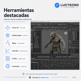 Autodesk Maya 2027 para Windows / Mac / Linux | 1 Equipo | Permanente | Modelado 3D, animación, rigging, VFX, simulación, render y producción audiovisual profesional