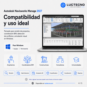 Autodesk Navisworks Manage 2027 para Windows | 1 Equipo | Permanente | Coordinación BIM, detección de interferencias, revisión de modelos, 4D, 5D y construcción