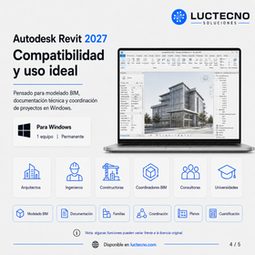 Autodesk Revit 2027 para Windows | 1 Equipo | Permanente | BIM, arquitectura, estructura, MEP, documentación, familias, coordinación y diseño de edificaciones