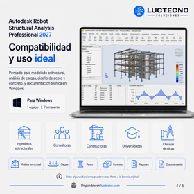 Autodesk Robot Structural Analysis Professional 2027 para Windows | 1 Equipo | Permanente | Análisis estructural BIM, elementos finitos, acero, concreto, cargas, sismo, viento y diseño normativo