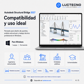 Autodesk Structural Bridge Design 2027 para Windows | 1 Equipo | Permanente | Análisis y diseño de puentes, cargas, normas, elementos finitos y flujo BIM