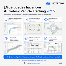 Autodesk Vehicle Tracking 2027 Inglés para Windows | 1 Equipo | Permanente | Swept path analysis, trayectoria vehicular, estacionamientos, rotondas, transporte y diseño vial